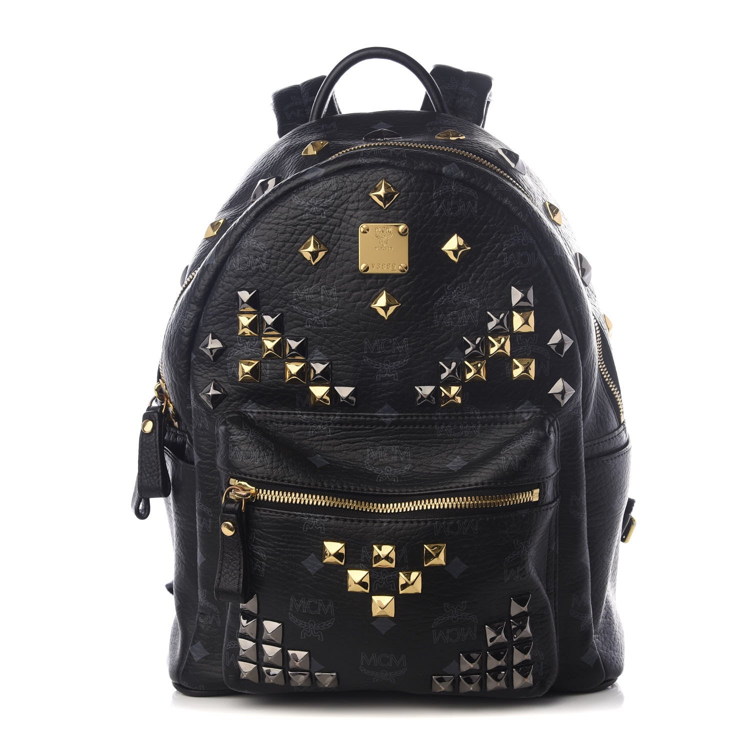 MCM Visetos Studded Small Stark M Backpack Black 1 of 9
