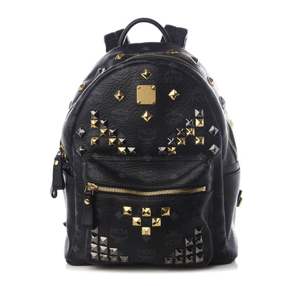 MCM Visetos Studded Small Stark M Backpack Black 1 of 9