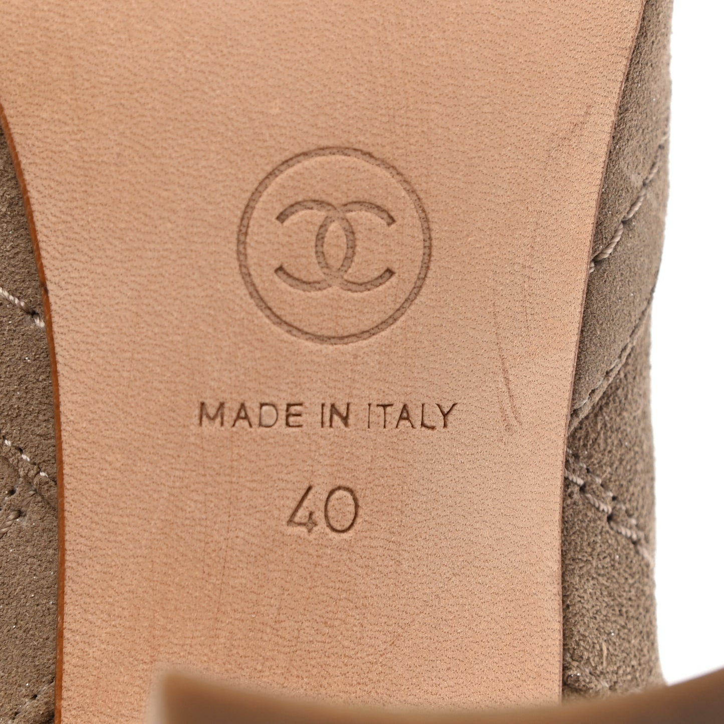 Suede CC Chain Ankle Boots 40 Beige Fonce