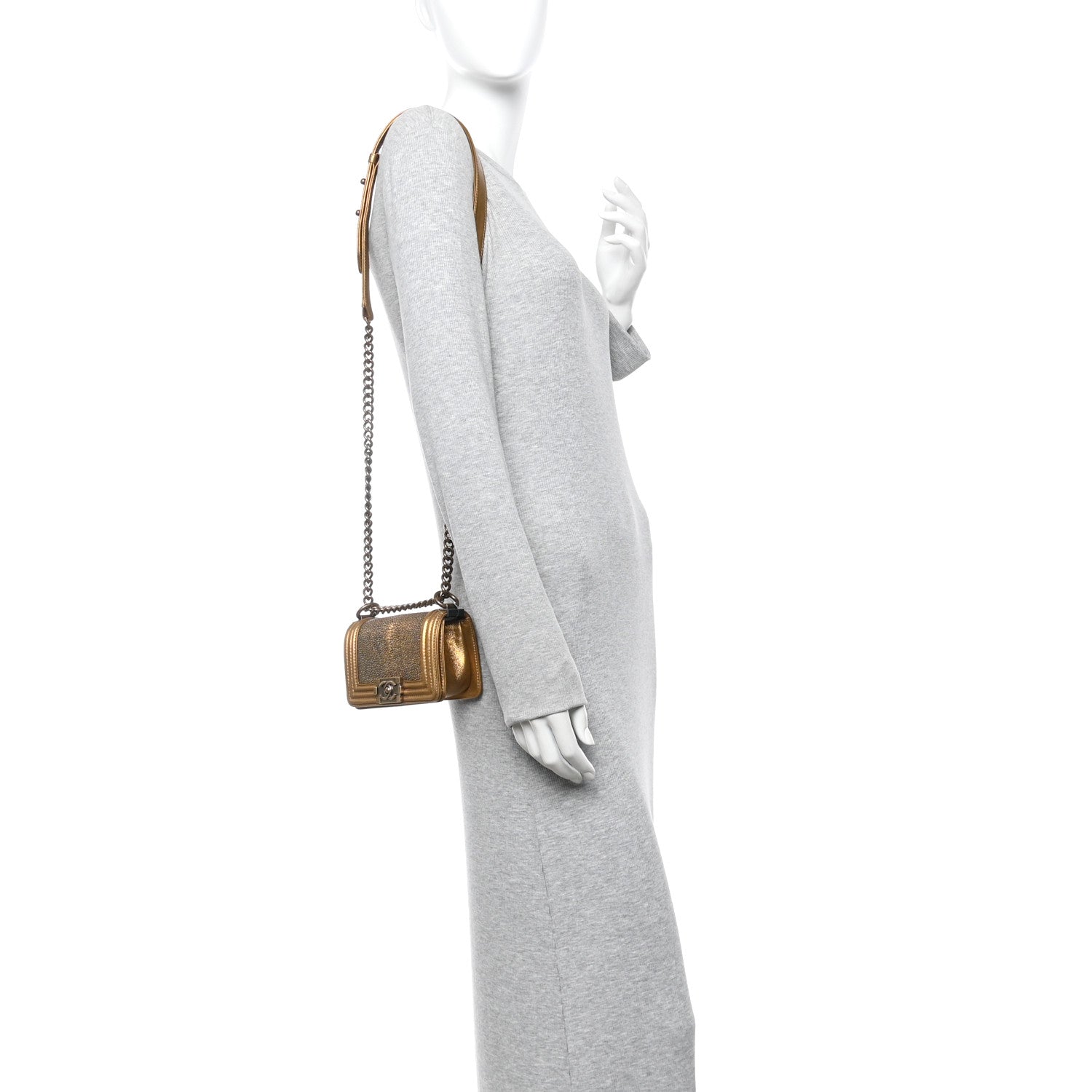 Chanel Galuchat Stingray Mini Boy Flap Gold 3 of 19