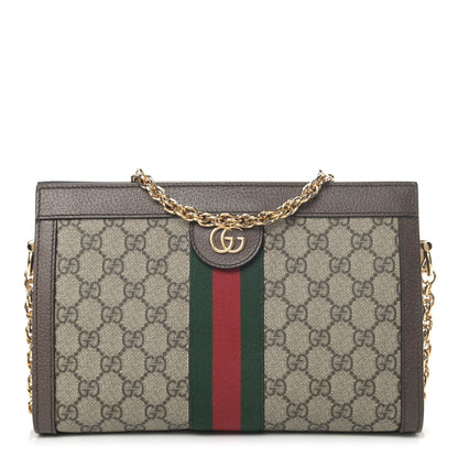 Gucci GG Supreme Monogram Web Small Ophidia Chain Shoulder Bag Brown 1 of 4