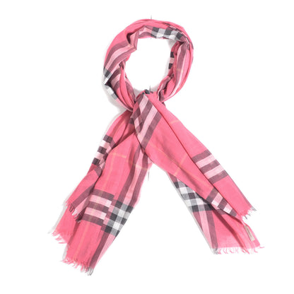 Burberry Silk Cashmere Giant Check Scarf Bright Rose 1 of 4