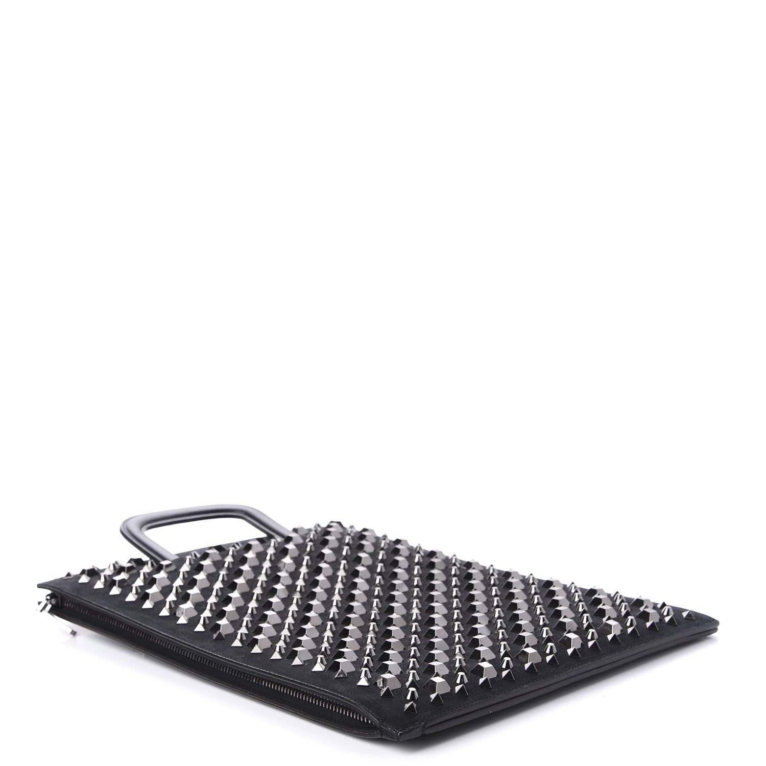 Christian Louboutin Calfskin Spiked Studded Large Trictrac Portfolio Bag Black 3 of 9