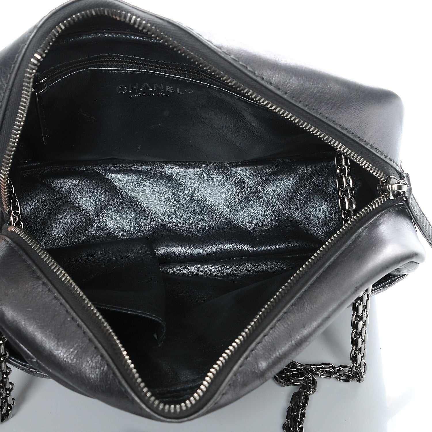 Chanel Metallic Aged Calfskin Quilted Small Reissue Camera Case Dark Silver 5 of 7