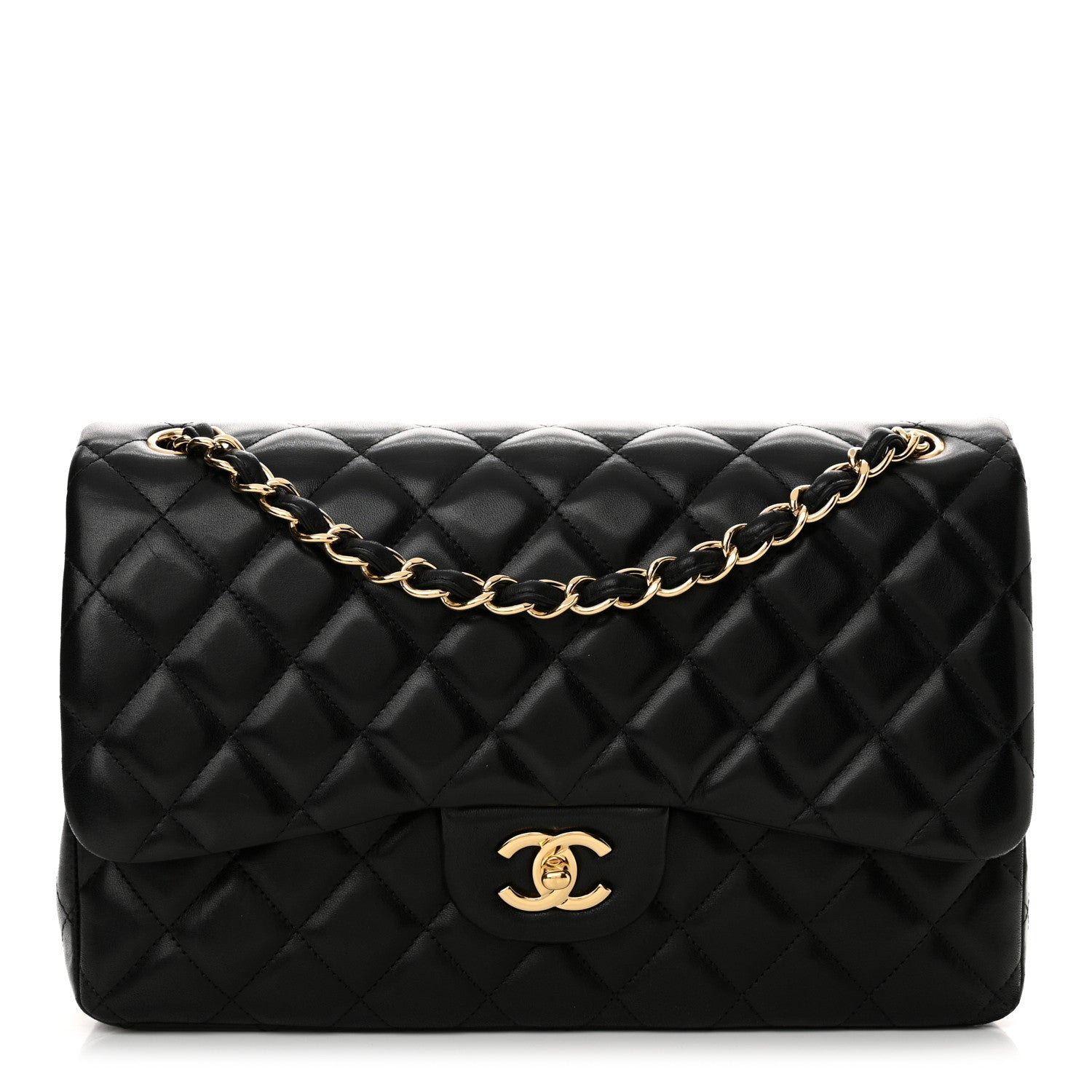 Chanel Lambskin Quilted Jumbo Double Flap Black 1 of 13