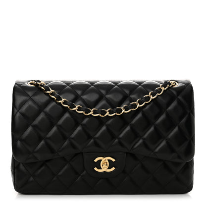 Chanel Lambskin Quilted Jumbo Double Flap Black 1 of 13