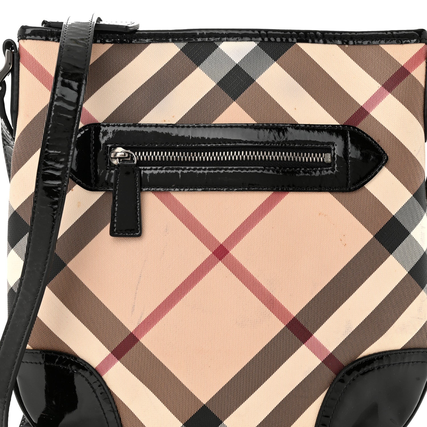 Burberry Patent Nova Check Dryden Crossbody Bag Black 9 of 18