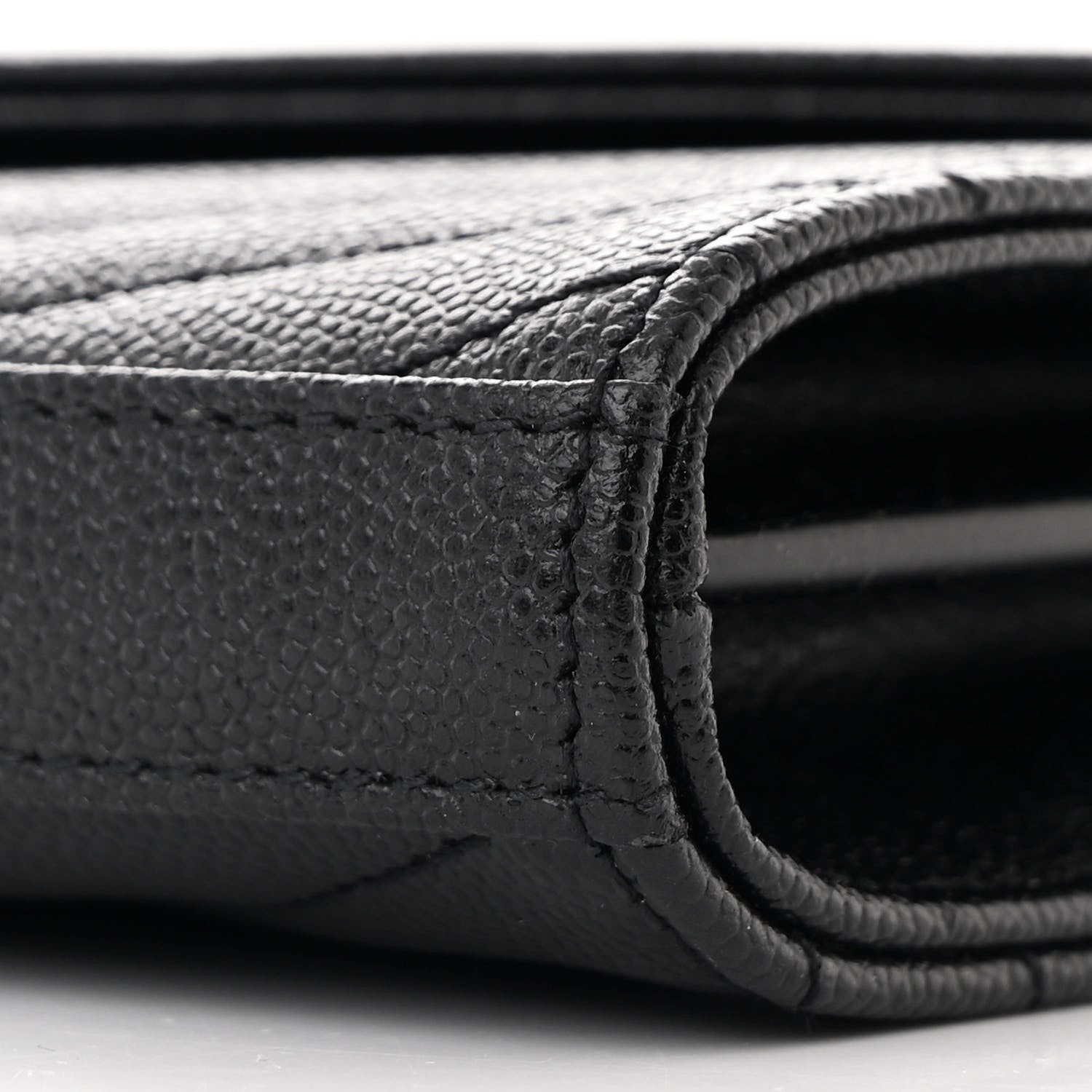 Saint Laurent Grain De Poudre Matelasse Chevron Monogram Chain Wallet Black 12 of 12