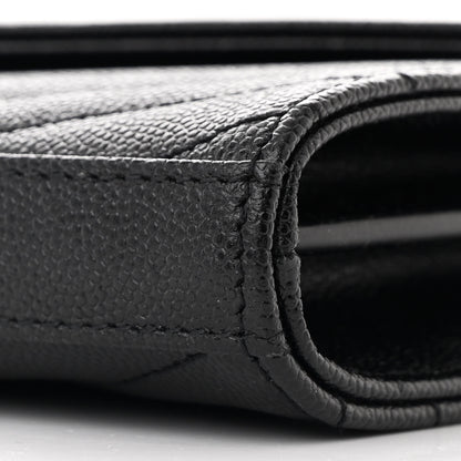Saint Laurent Grain De Poudre Matelasse Chevron Monogram Chain Wallet Black 12 of 12