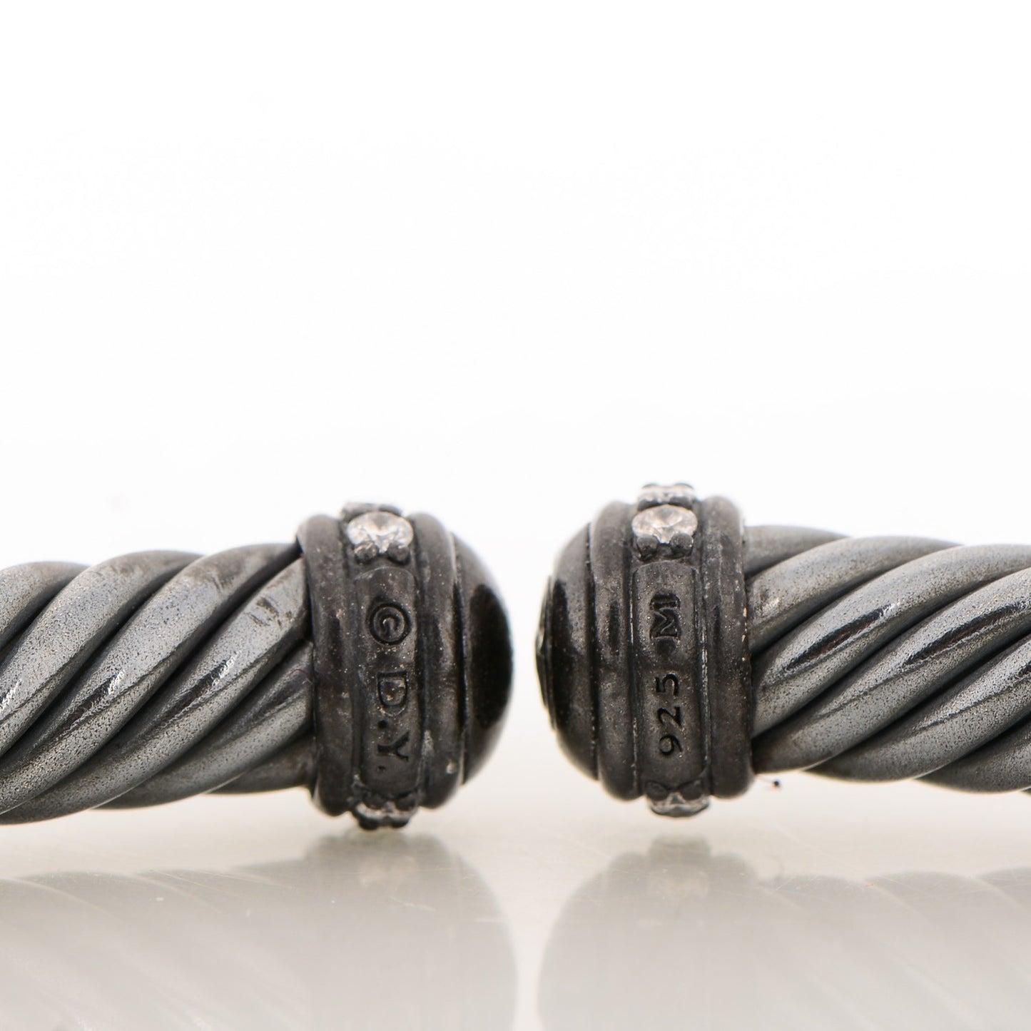 Darkened Sterling Silver Pave Diamond 7mm Cablespira Bracelet