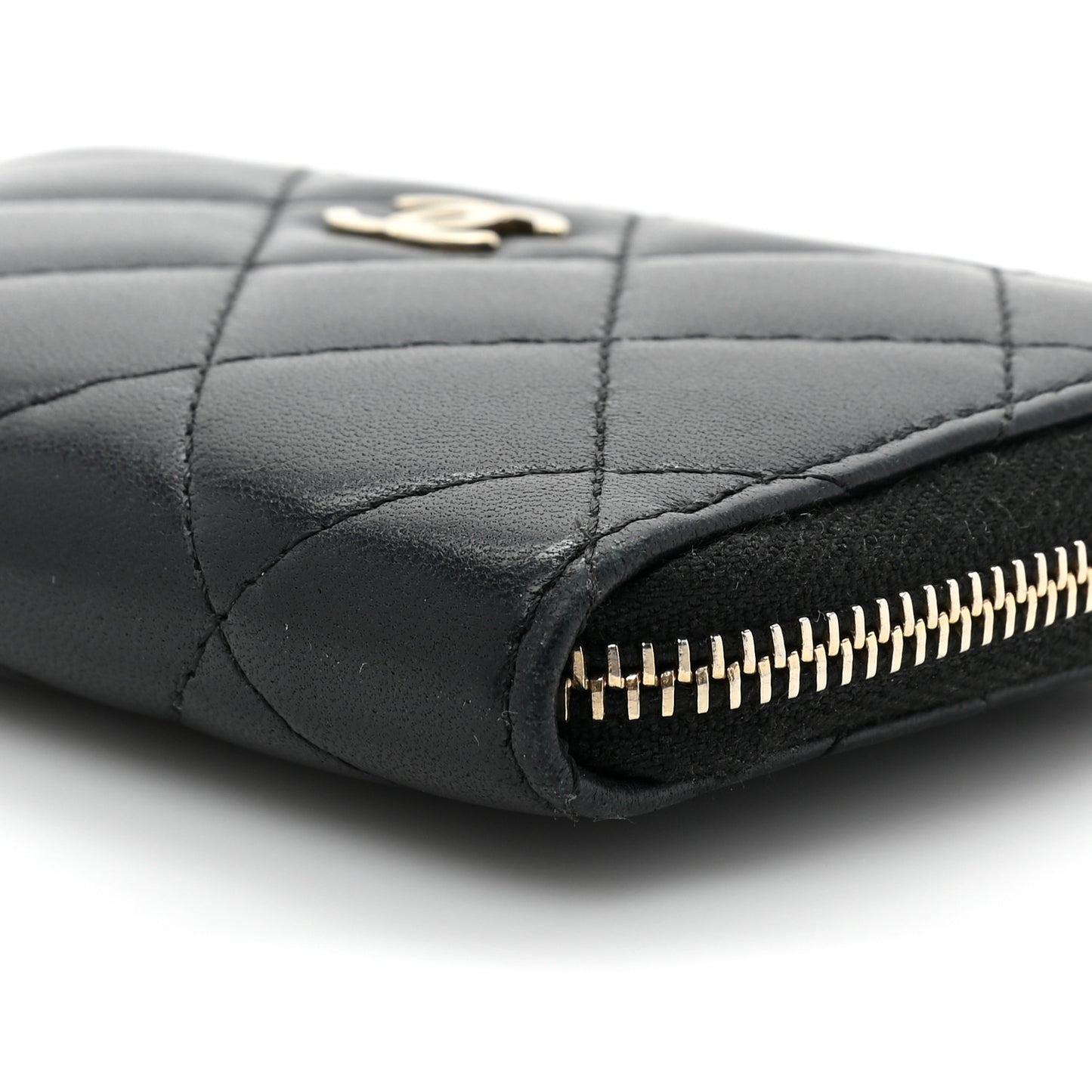 Lambskin Quilted Key Holder Case Black