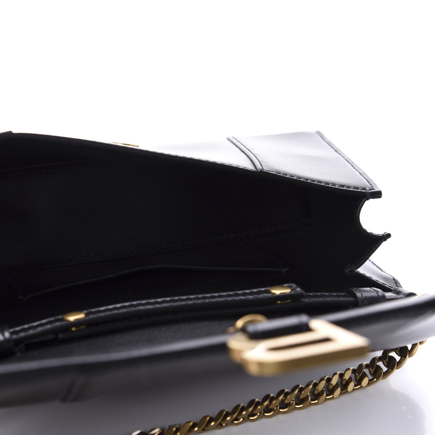 Shiny Box Calfskin Small Hourglass Evening Chain Bag Black