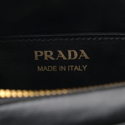 Prada Soft Calfskin Impunture Diagramme Oval Crossbody Bag Black 6 of 9