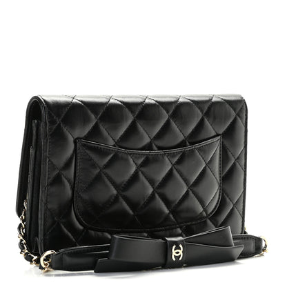 Chanel Lambskin Quilted Coco Bow Wallet On Chain WOC Black 2 of 11