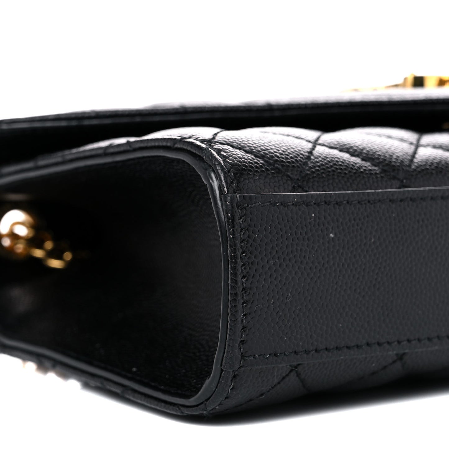 Grain De Poudre Textured Mixed Matelasse Triquilt Small Monogram Satchel Black