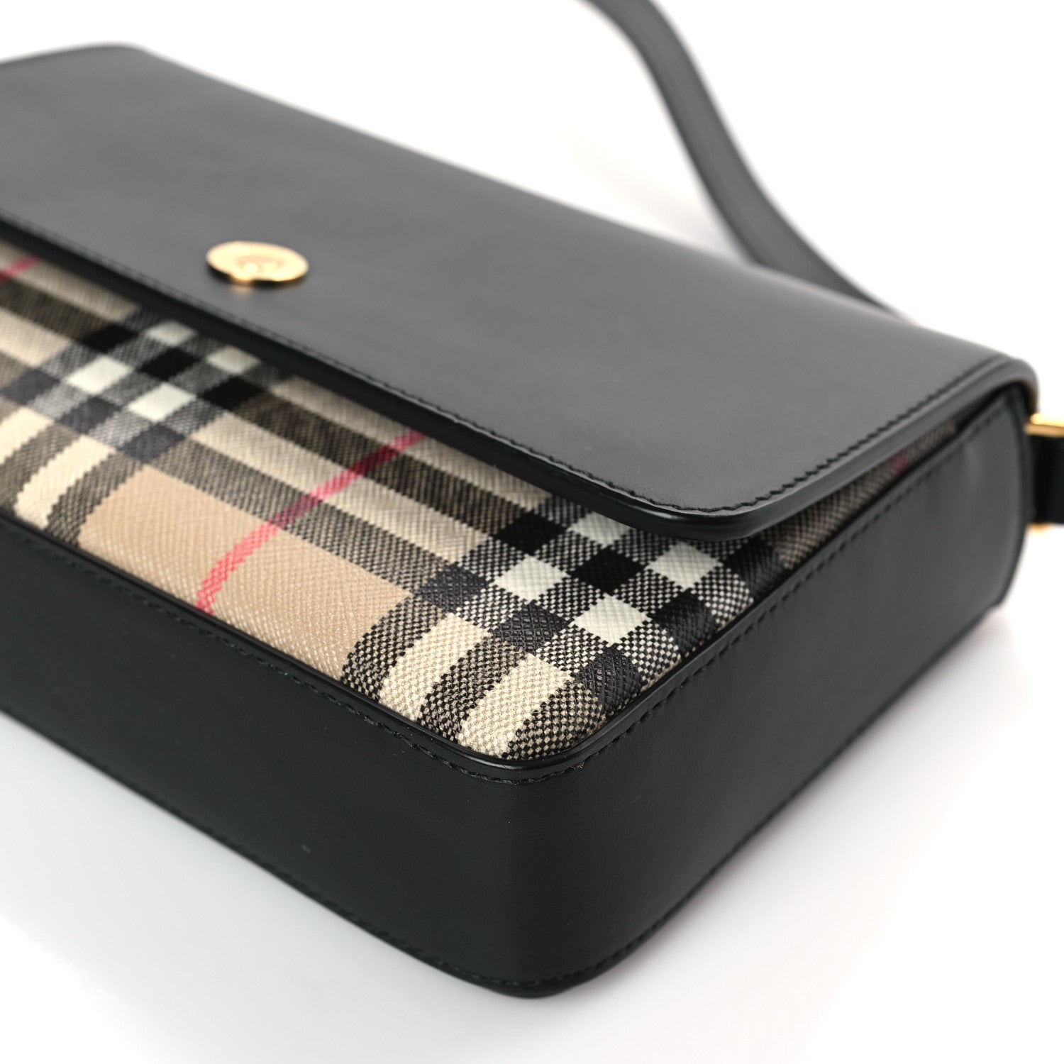 Burberry Calfskin Vintage Check New Hampshire Bag Black 8 of 8