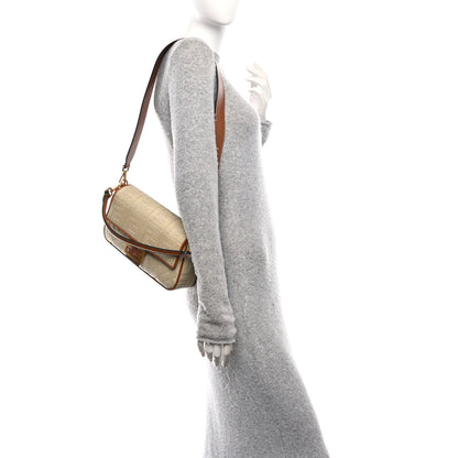 Fendi Raffia Vitello King Lucido FF Embroidered Baguette Alchemy Brandy 2 of 10