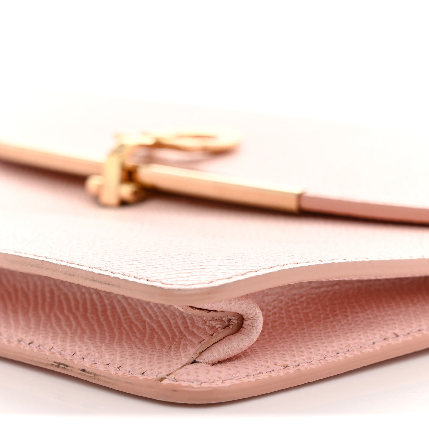 Salvatore Ferragamo Hammered Calfskin Gancio Wallet On Chain Nylund Pink 10 of 14