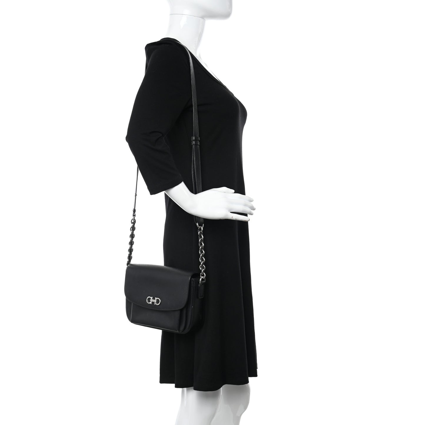 Saffiano Sandrine Shoulder Bag Black
