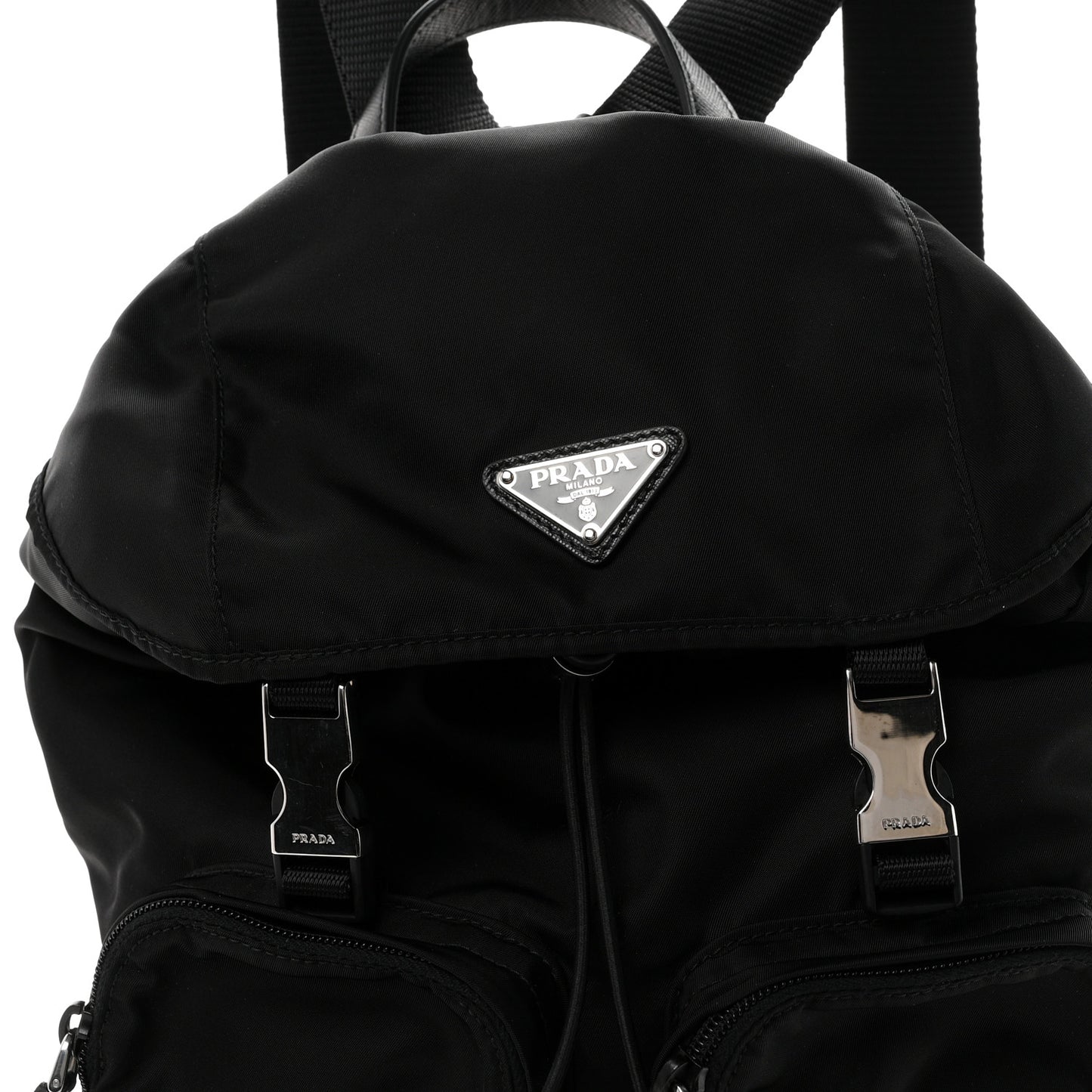 Tessuto Nylon Vela Small Double Buckle Backpack Black