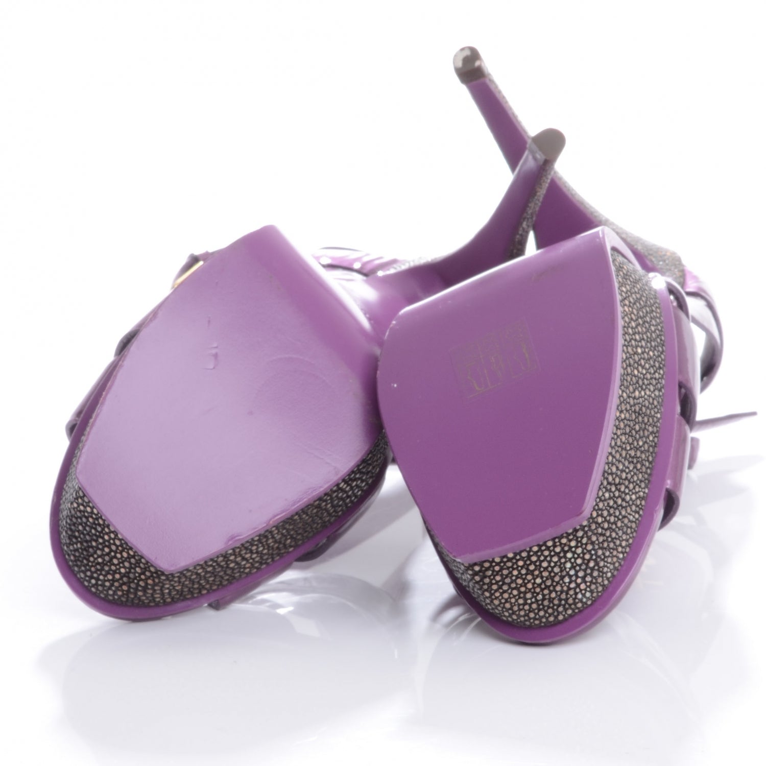 Saint Laurent Patent Tribute 105 Platform Sandals 40.5 Purple 5 of 7