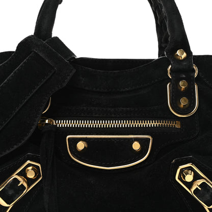 Balenciaga Baby Daim Suede Gold Metallic Edge Hardware Mini City Black 8 of 10
