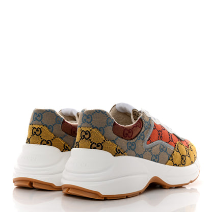 Gucci Monogram Multicolor Mens Rhyton Sneakers 9.5 Yellow Blue Great White Tabasco 4 of 8