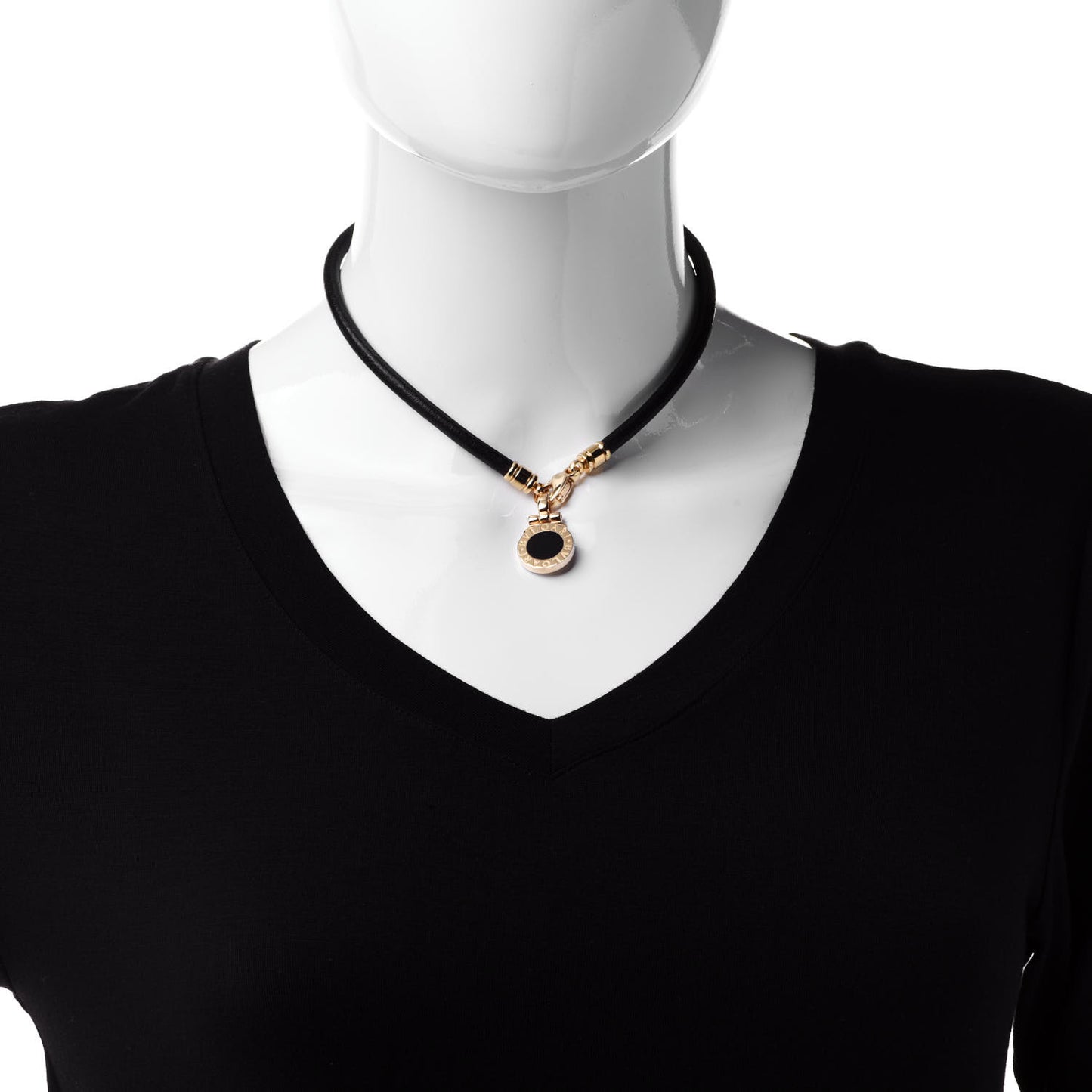 18K Yellow Gold Onyx BVLGARI BVLGARI Cord Pendant Necklace