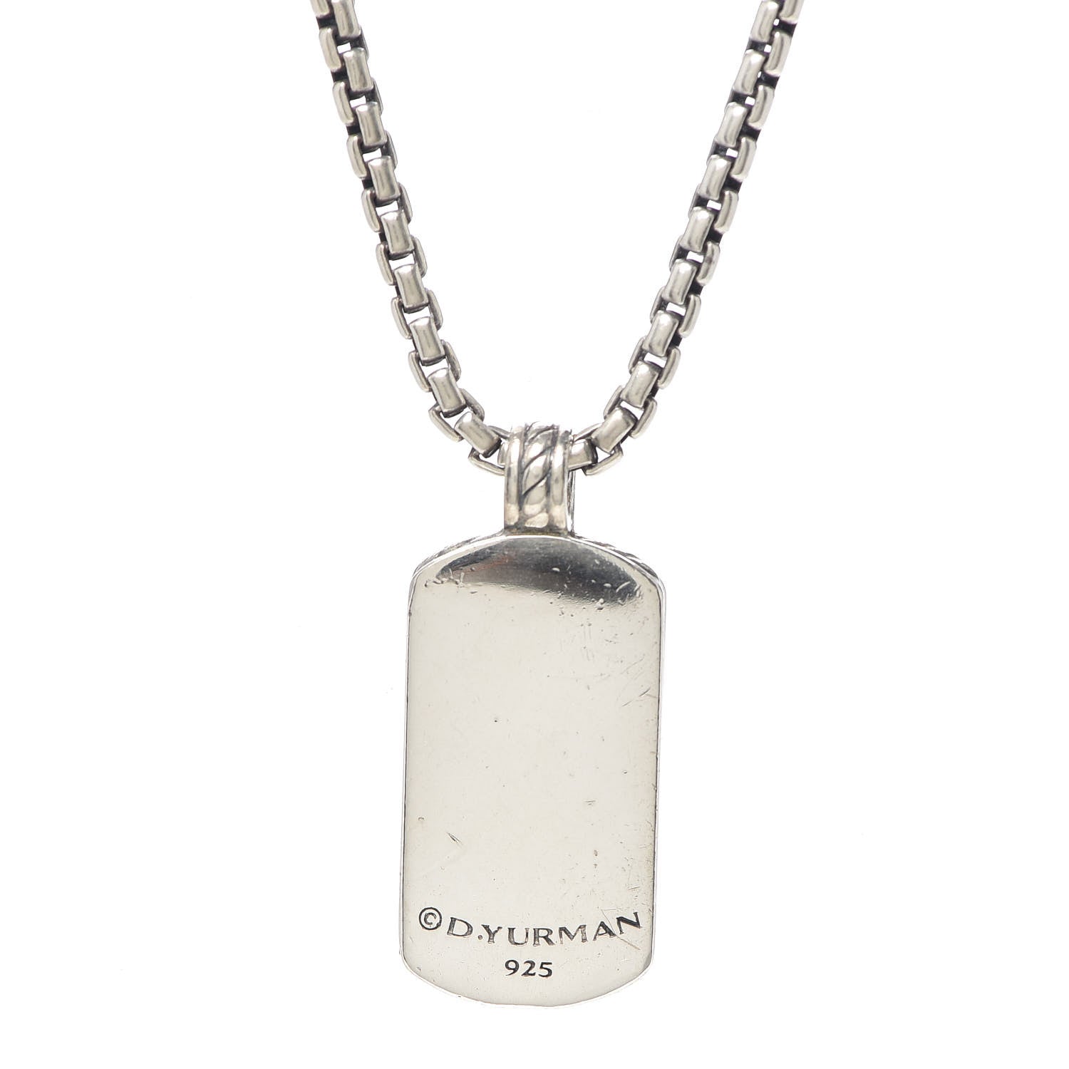 David Yurman Sterling Silver Mens Small Dog Tag Pendant Necklace 5 of 5
