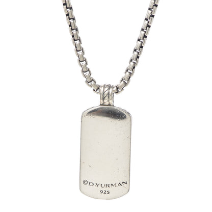 David Yurman Sterling Silver Mens Small Dog Tag Pendant Necklace 5 of 5