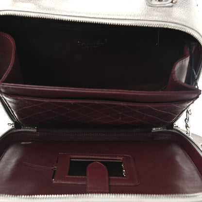 Chanel Metallic Caviar Quilted Large CC Filigree Vanity Case Silver 5 of 11