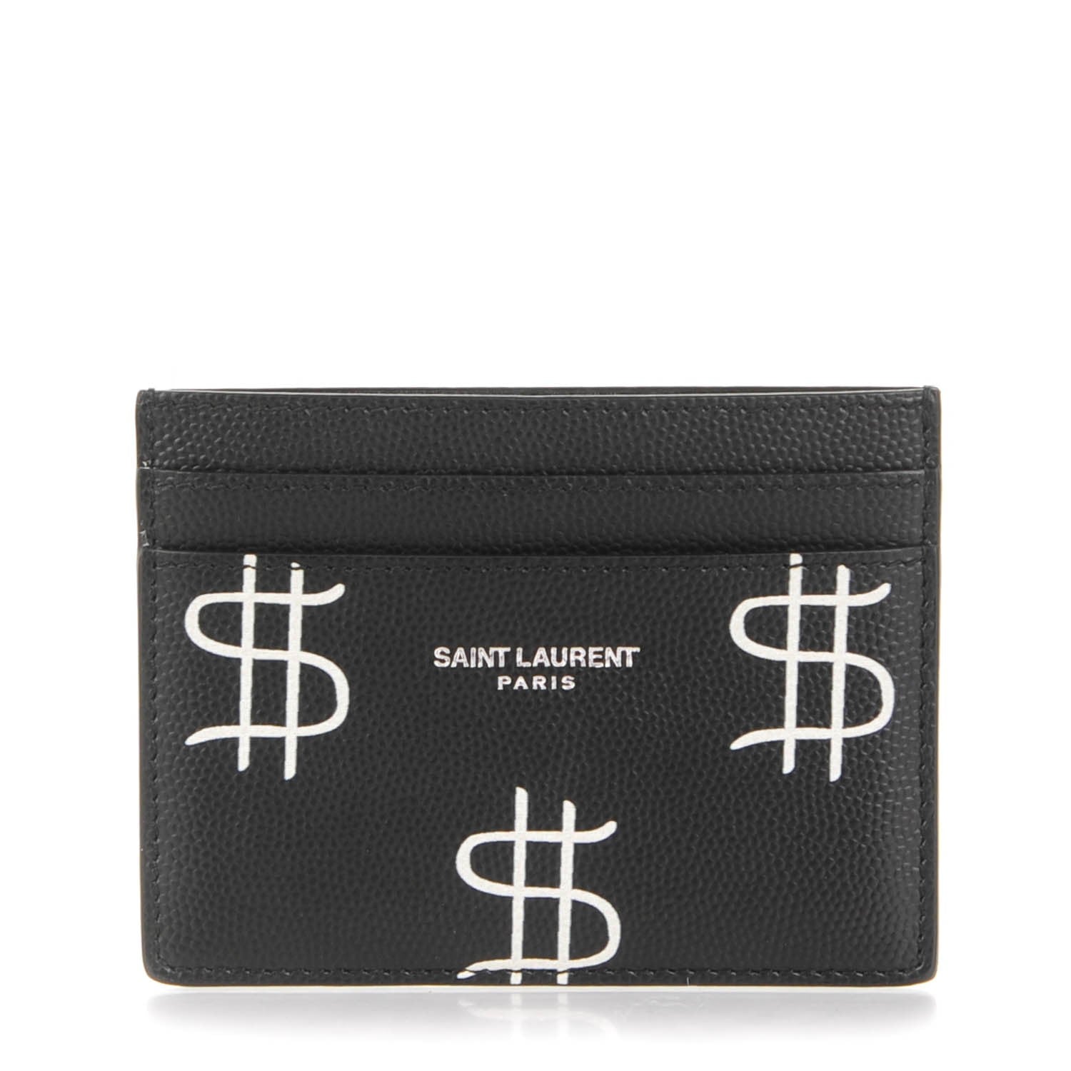 Saint Laurent Grain de Poudre Dollar Print Card Holder Black 1 of 7