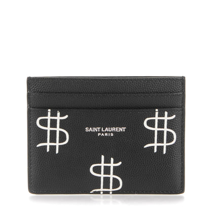 Saint Laurent Grain de Poudre Dollar Print Card Holder Black 1 of 7
