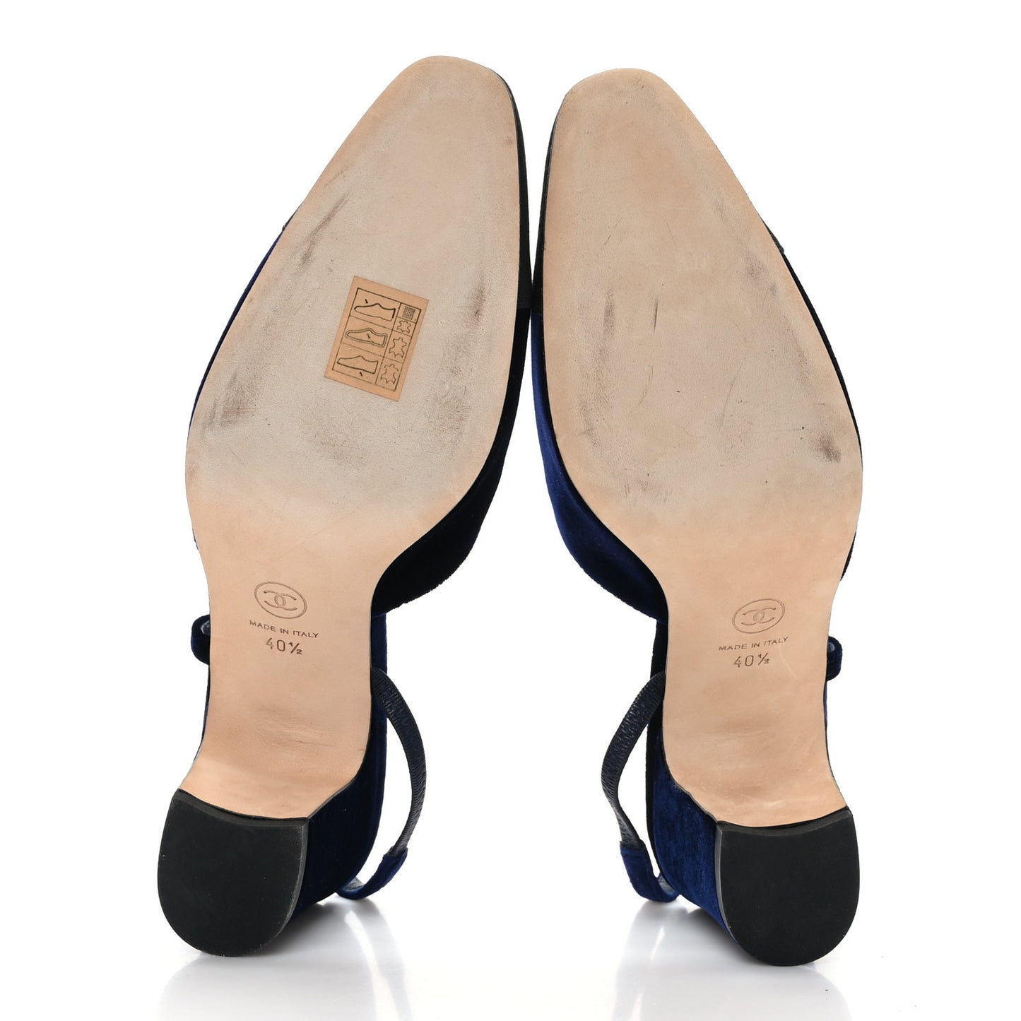Velvet Grosgrain Cap Toe CC Slingback Pumps 40.5 Blue Black
