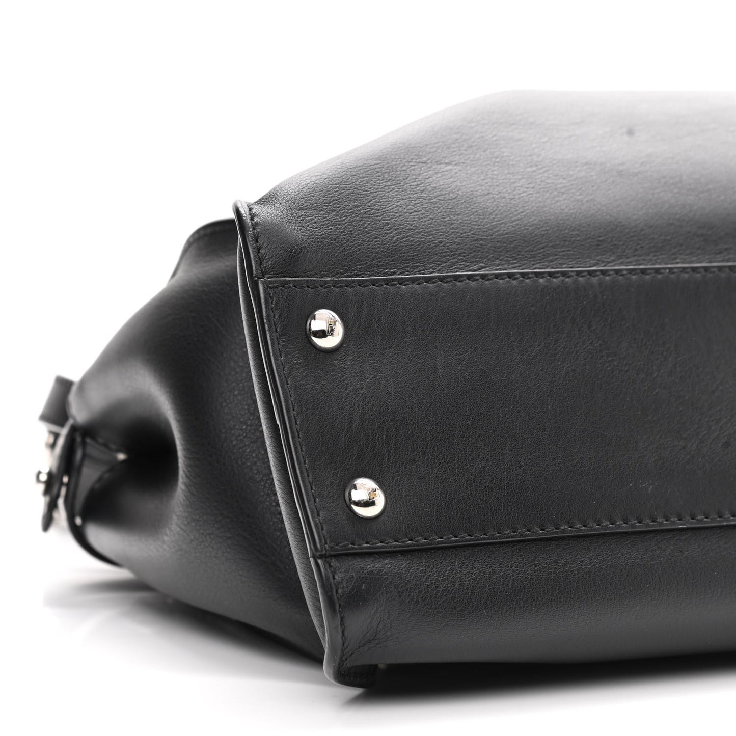 Vitello Dolce Shiny Nappa Plexglass Granite Medium Peekaboo Iconic Satchel Black