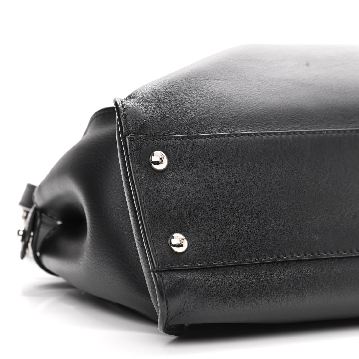 Fendi Vitello Dolce Shiny Nappa Plexglass Granite Medium Peekaboo Iconic Satchel Black 10 of 11