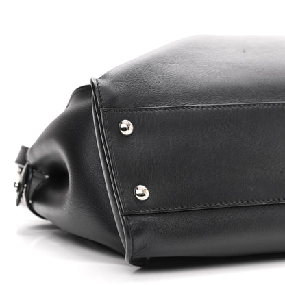 Fendi Vitello Dolce Shiny Nappa Plexglass Granite Medium Peekaboo Iconic Satchel Black 10 of 11