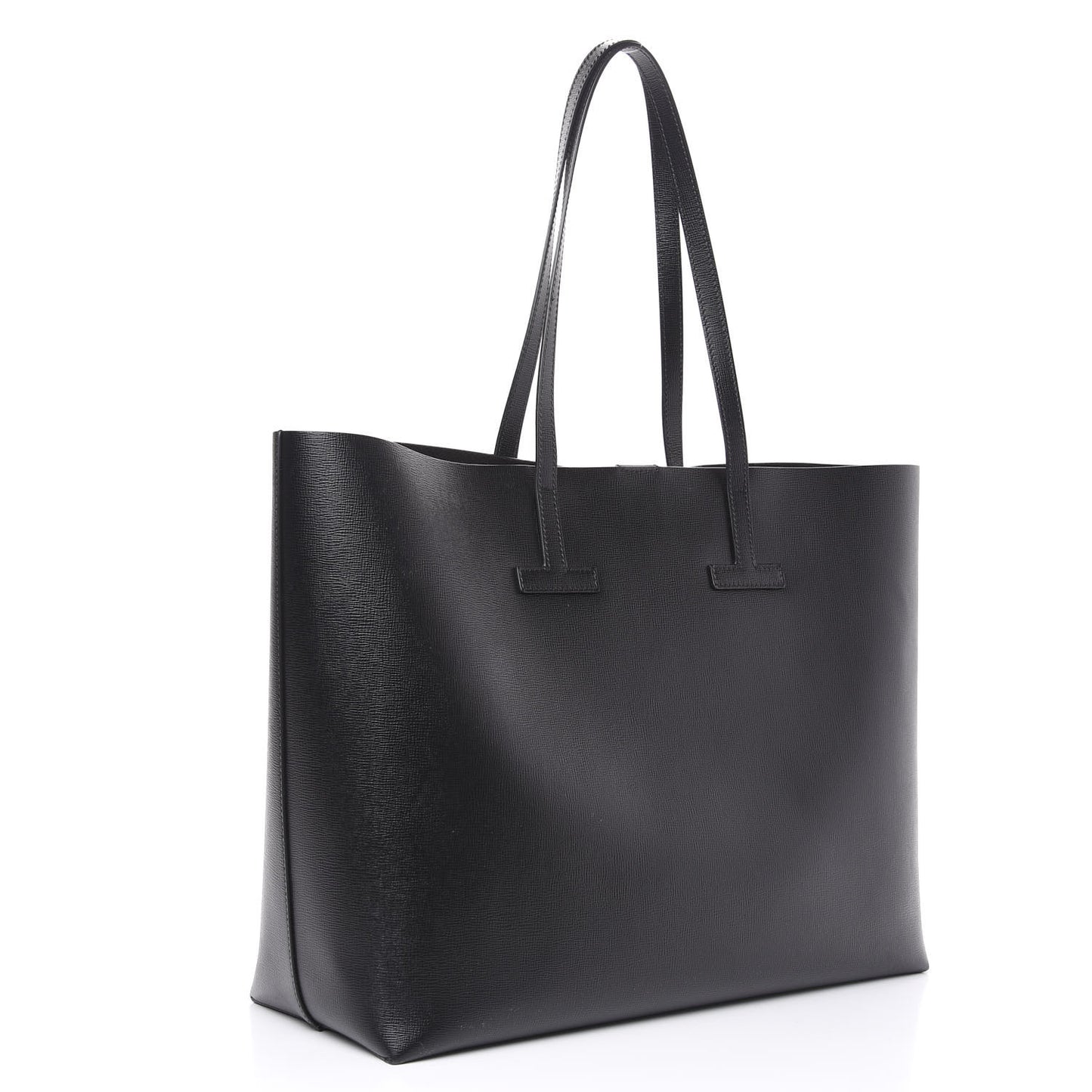 Grained Calfskin Large T Tote Black