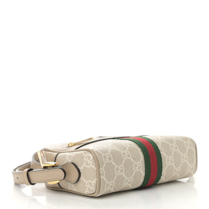 Gucci GG Supreme Monogram Textured Calfskin Web Mini Ophidia Shoulder Bag Beige Mystic White Oatmeal 4 of 11