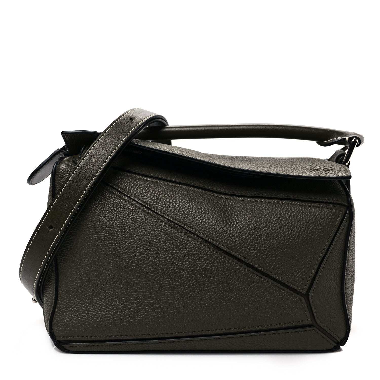 Loewe Grained Calfskin Small Puzzle Bag Forest 1 of 7