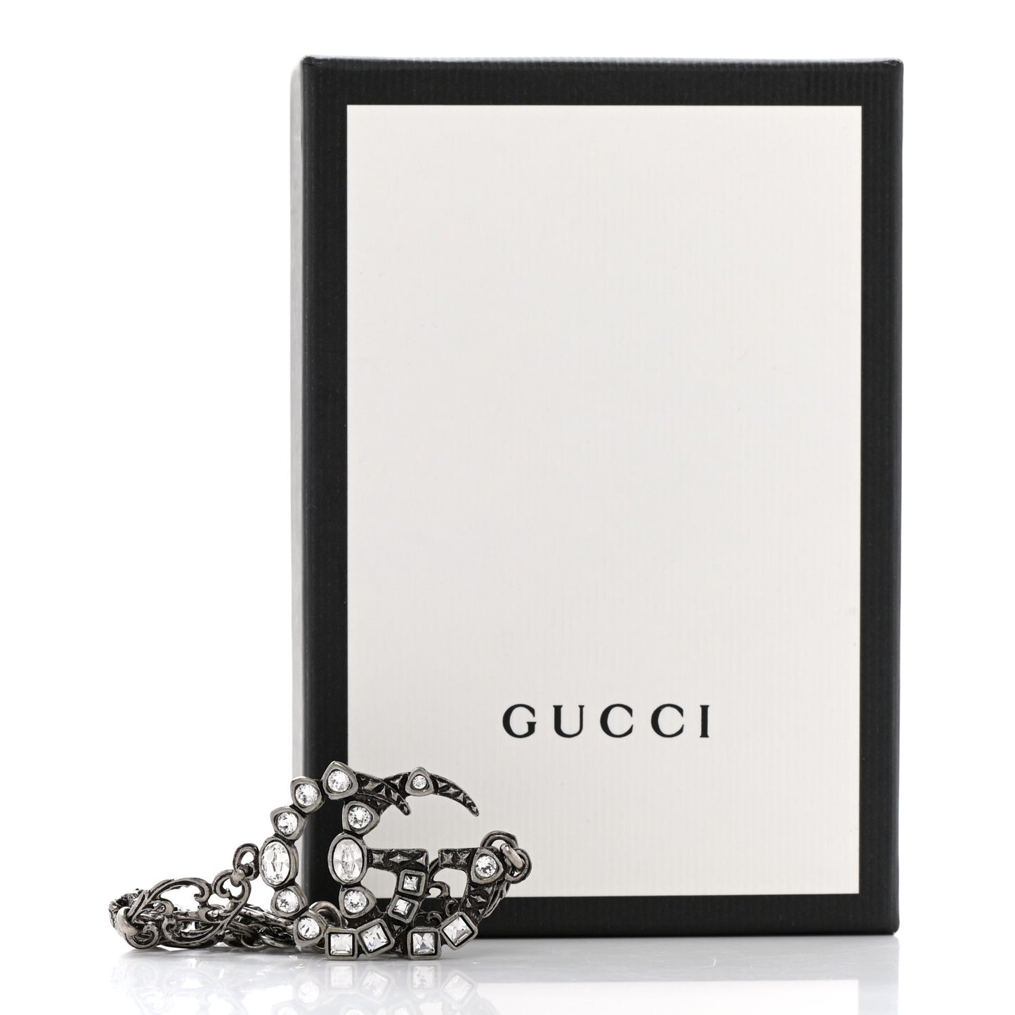 Oxidized Palladium Crystal Double G Bracelet Silver