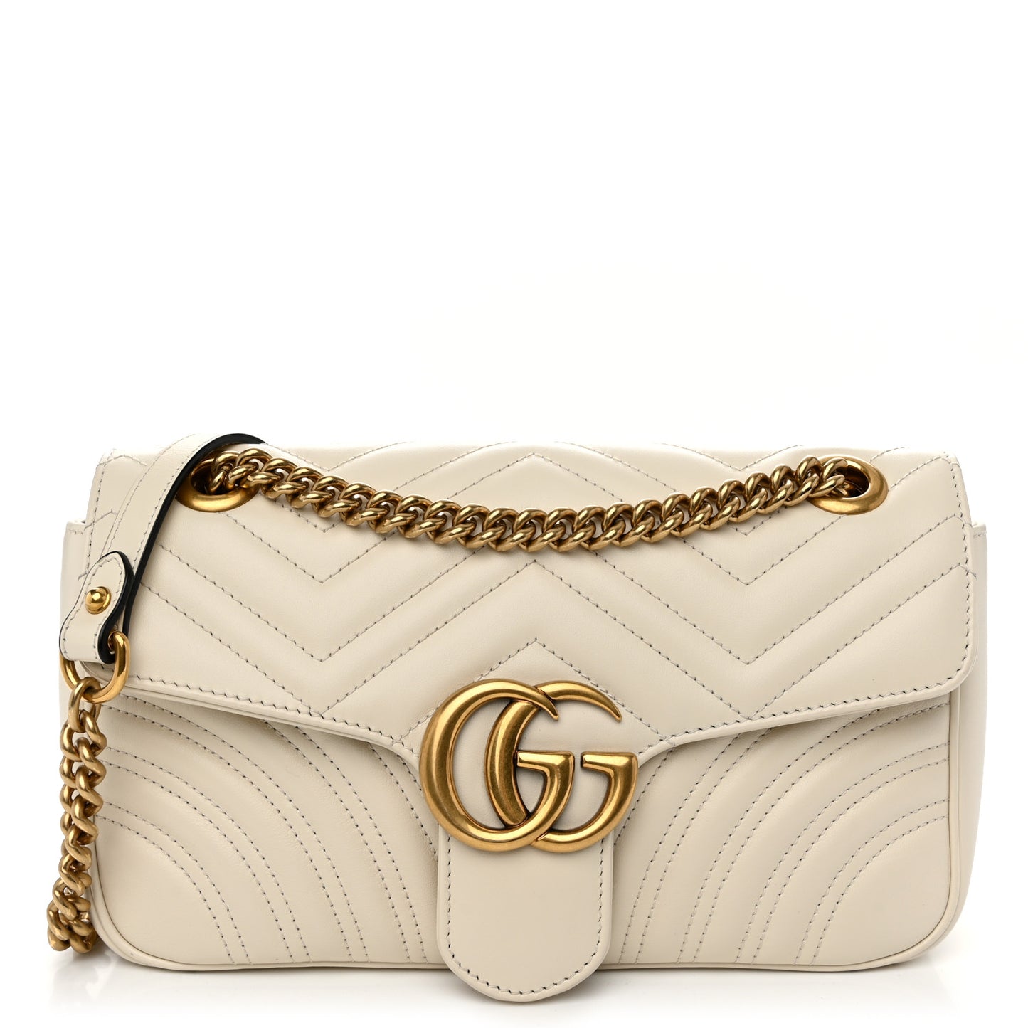 Calfskin Matelasse Small GG Marmont Shoulder Bag White