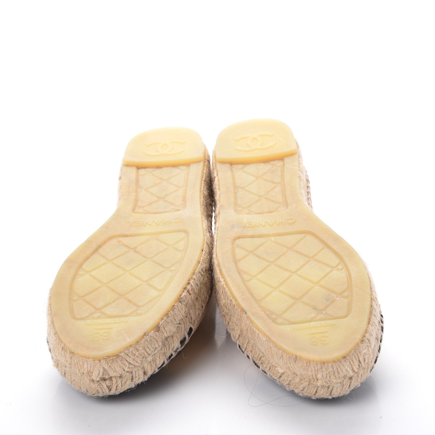 Chanel Lambskin CC Espadrilles 38 Beige Black 5 of 10