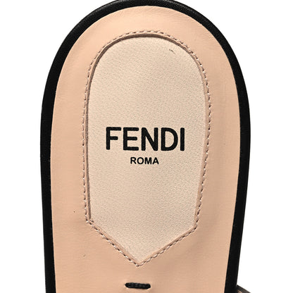 Fendi Vitello FF Embossed Buckle Flat Mules 41 Maya Black 7 of 8
