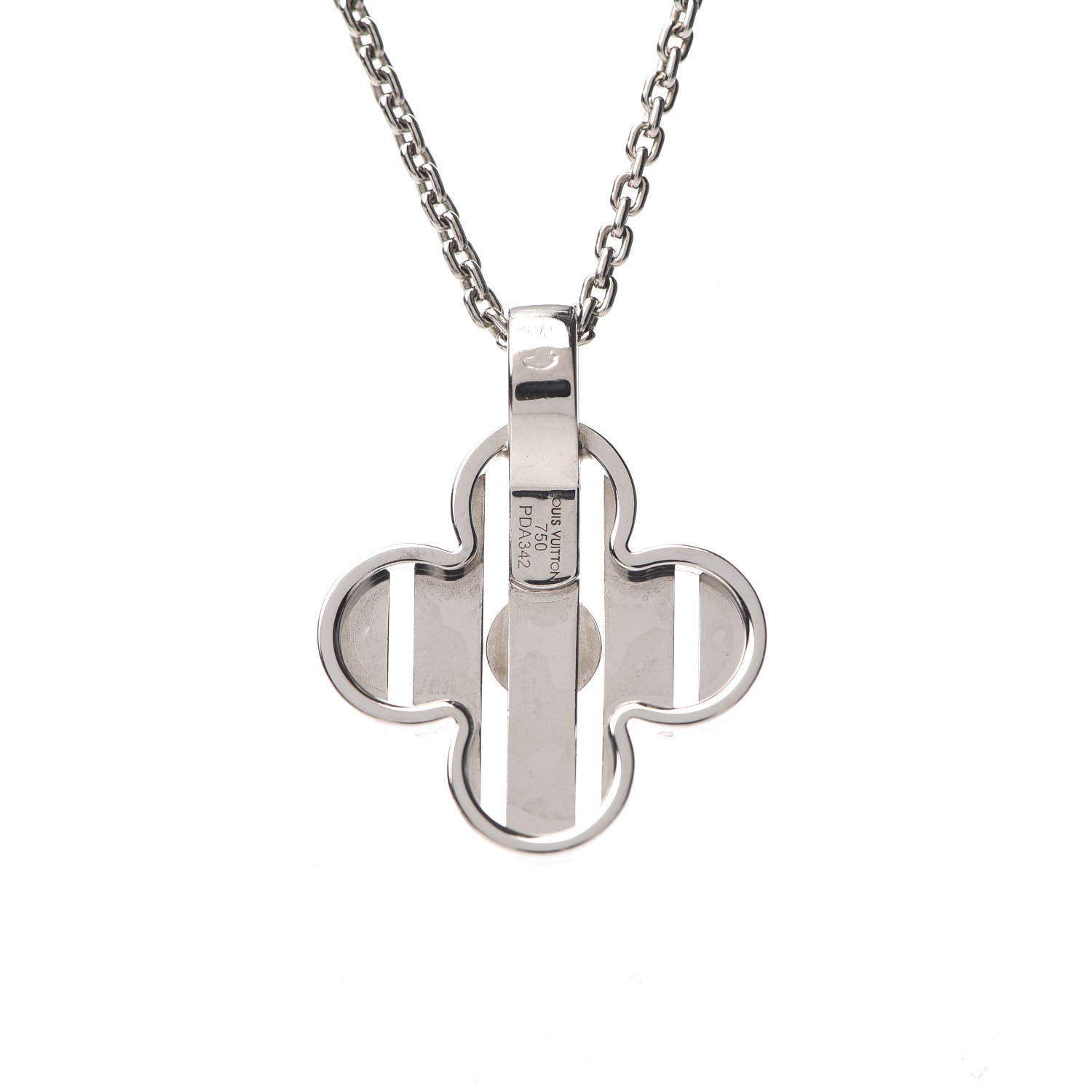 Louis Vuitton 18K White Gold Petite Fleur Pendant Necklace 4 of 5