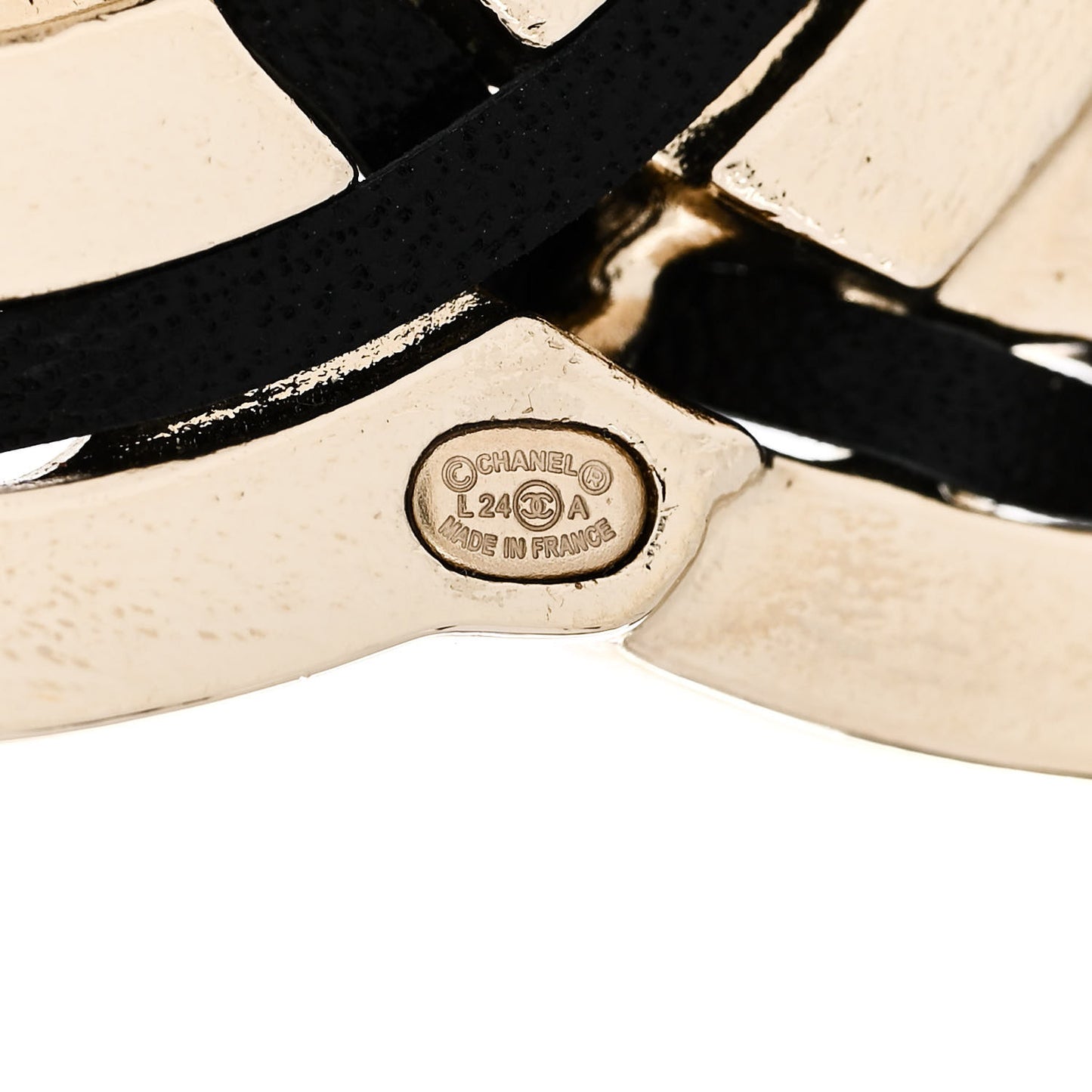 Lambskin Enamel CC Brooch Gold Black Orange