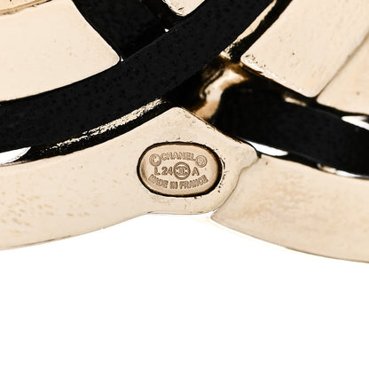 Chanel Lambskin Enamel CC Brooch Gold Black Orange 4 of 4