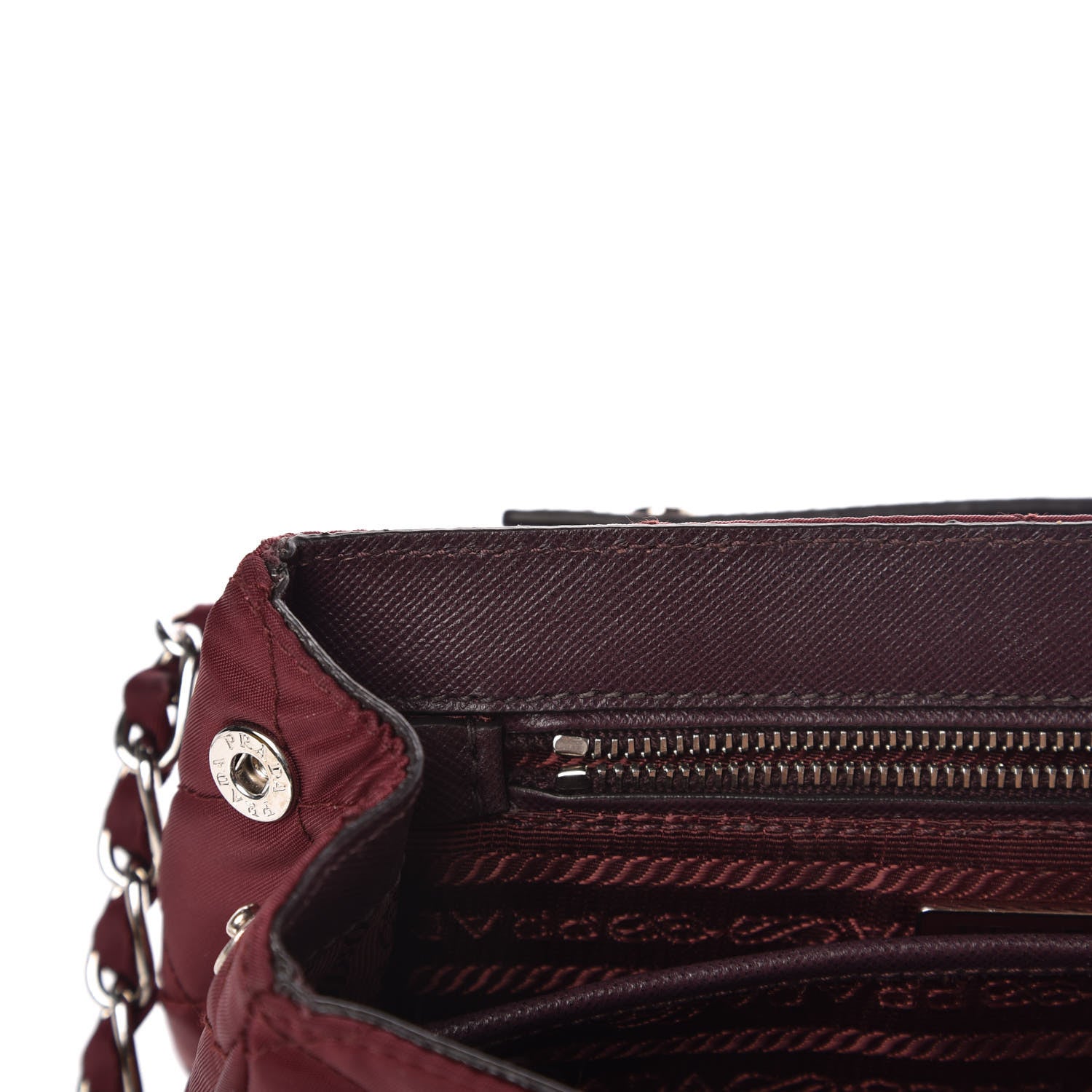 Prada Nylon Tessuto Impuntu Quilted Flap Granato 8 of 18