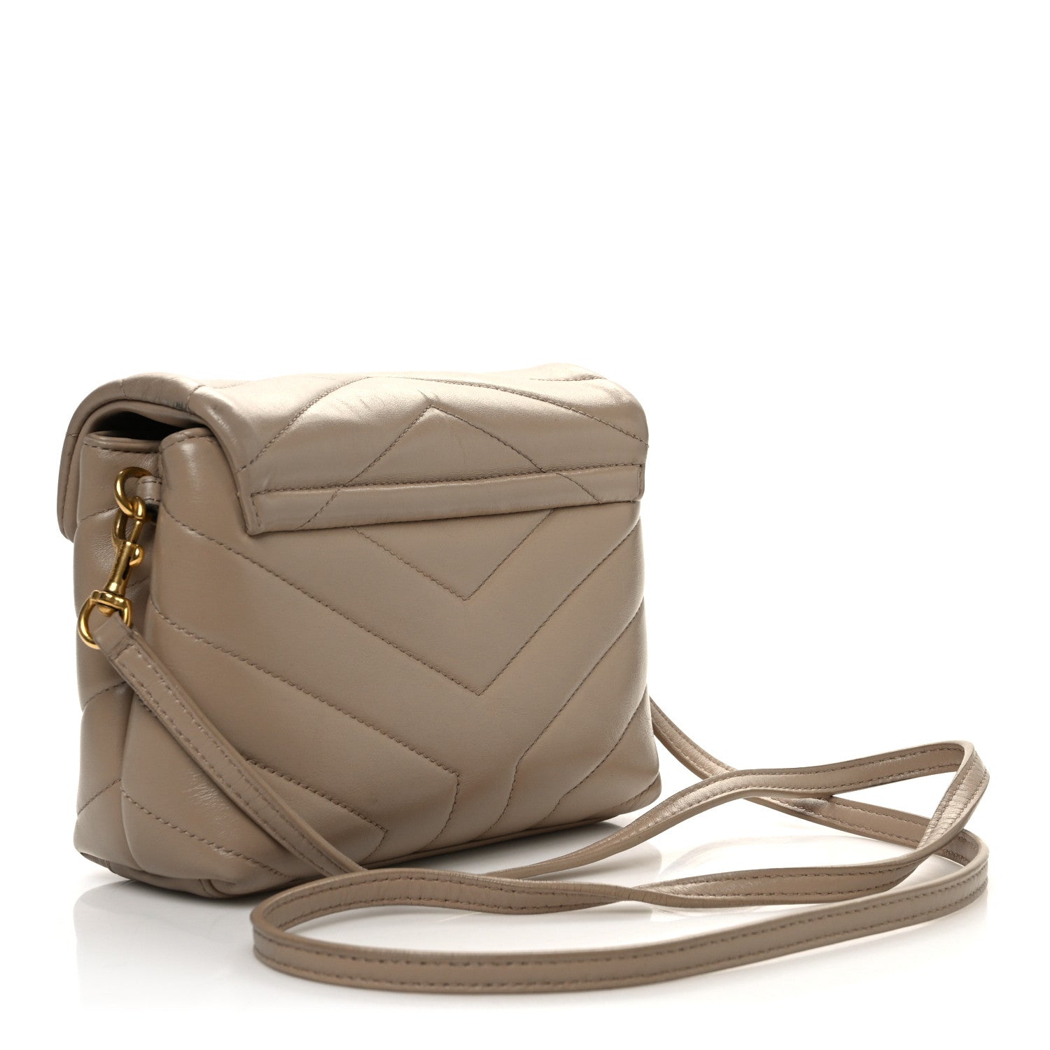 Saint Laurent Calfskin Y Quilted Monogram Toy Loulou Crossbody Bag Dark Beige 3 of 15