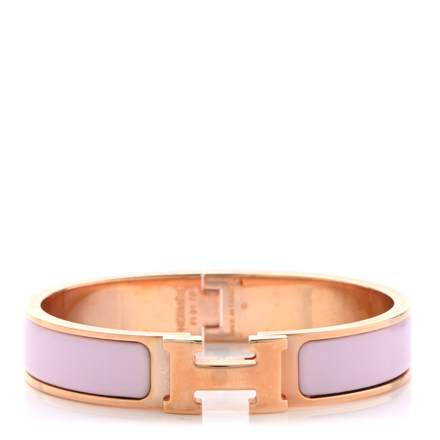 Hermes Enamel Narrow Clic Clac H Bracelet PM Rose Dragee 1 of 4